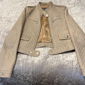 Dolce and Gabbana Cream Leather Jacket Size 42/S